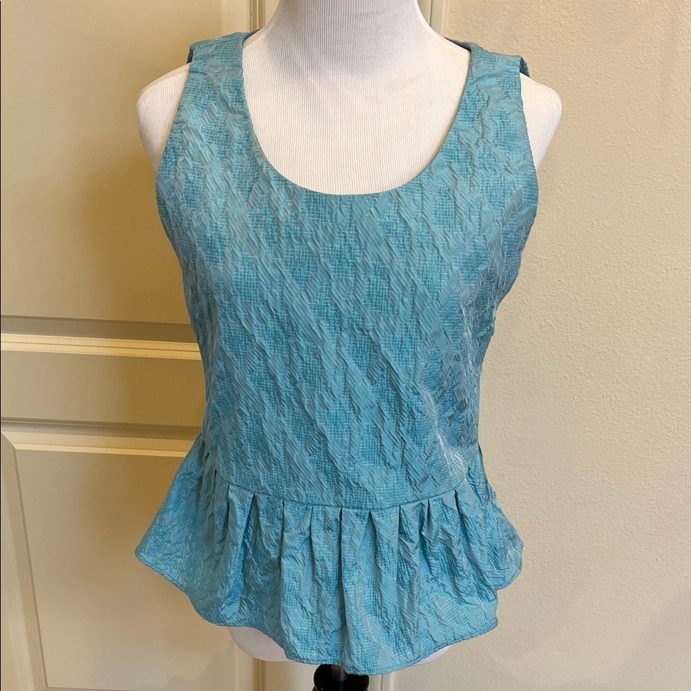 Love Moschino Textured Aqua Silk Sleeveless top